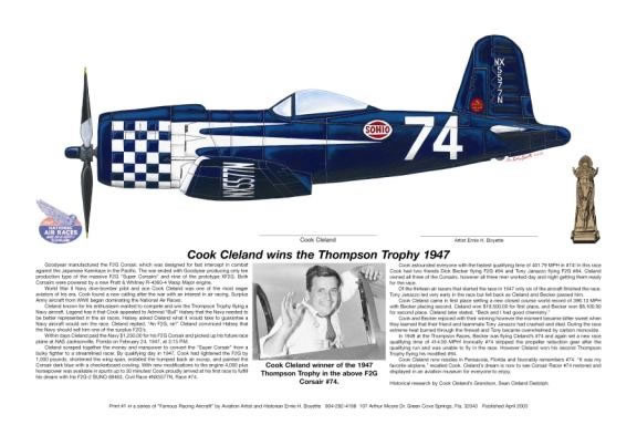 "Cook Cleland Wins Thompson Trophy 1947" - Ernie Boyette - F2G Corsair Art